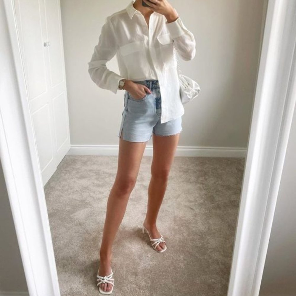 Zara high rise denim cutoff shorts - Picture 8 of 9
